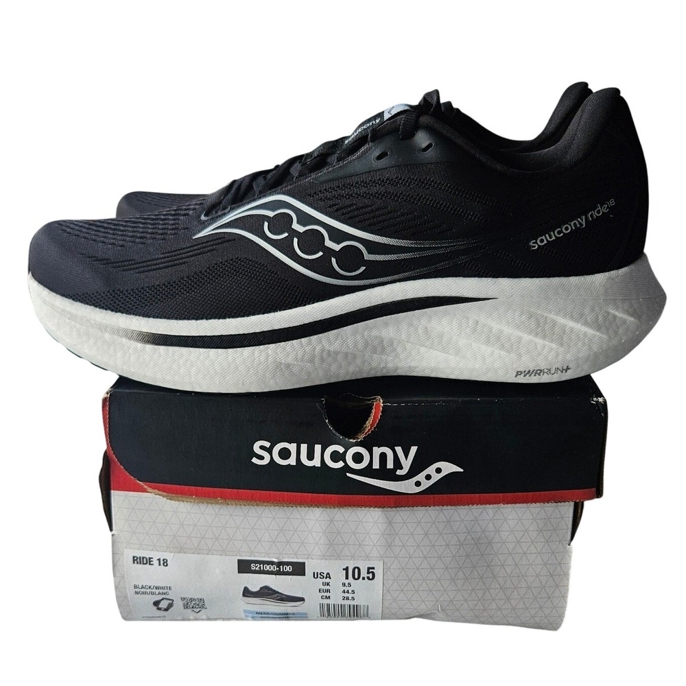 Saucony Ride 18 Mens Running Shoes Black White S21000-100 Size 10.5